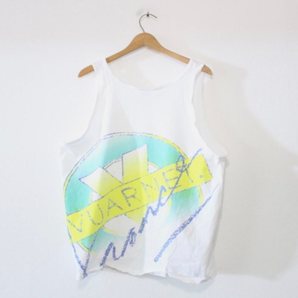 Vintage 80s Vuarnet France Eyewear White Tank Top Men’s XL